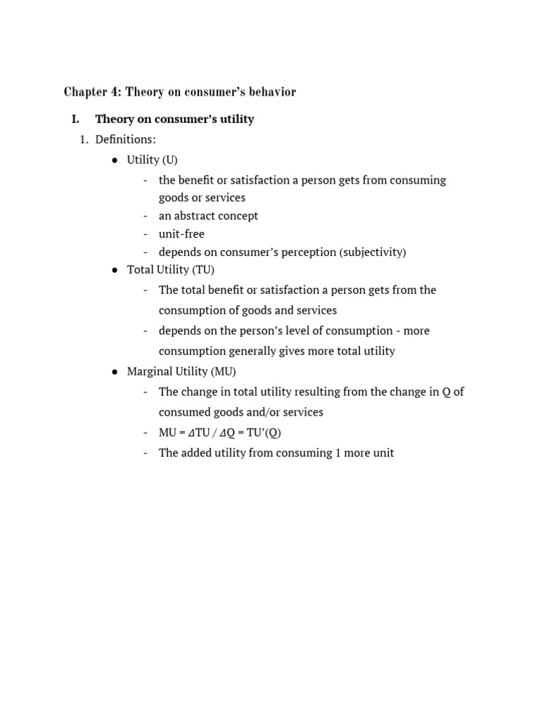Consumer Behavior and Utility Theory | PDF