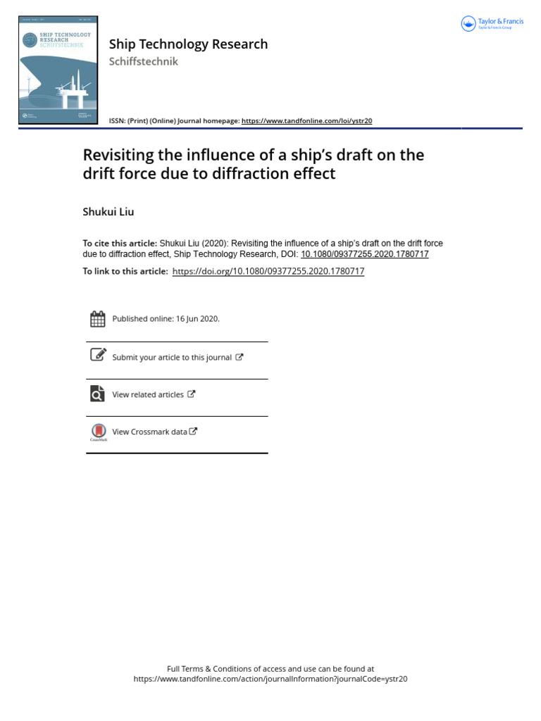 Ship Draft Impact on Drift Force | PDF | Force | Waves