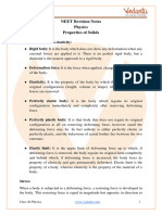 Revision Notes On Mechanical Properties of Solids For NEET 2024 - Free PDF Download