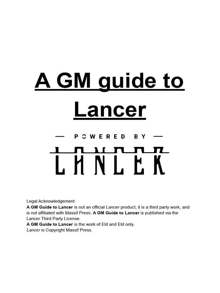 A GM Guide To Lancer | PDF | Reconnaissance | Assassination