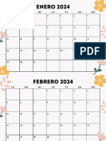 Calendario Mensual 2024 Minimalista Floral Blanco 