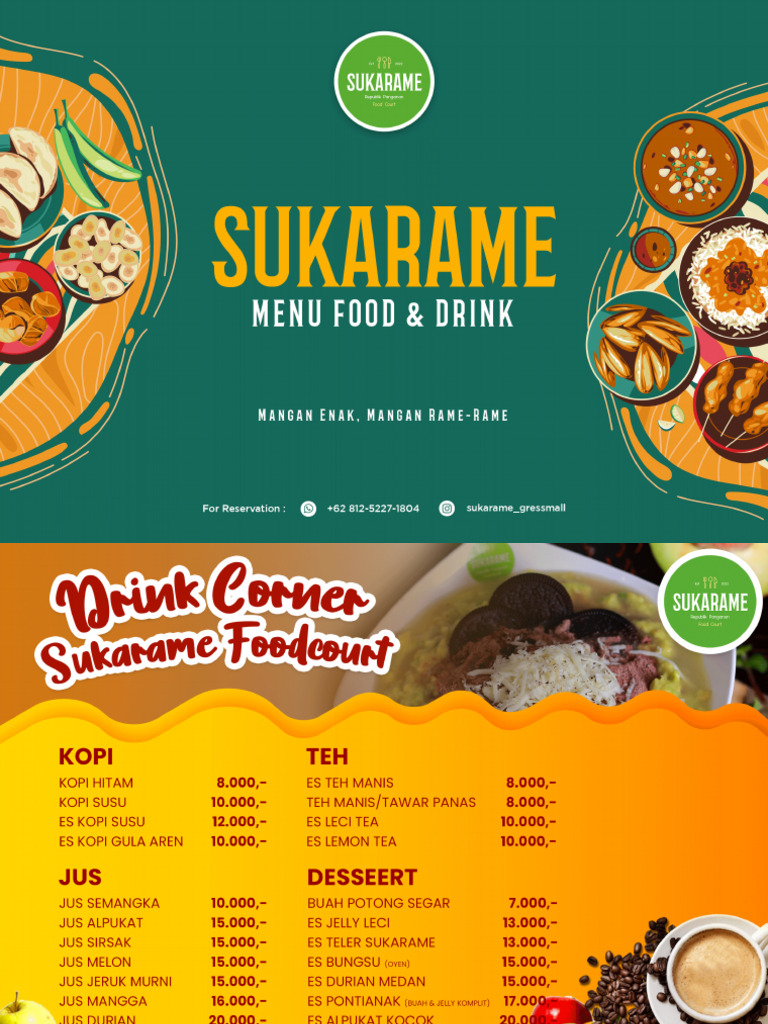 Menu Tenant Sukarame Foodcourt - Front Page | PDF