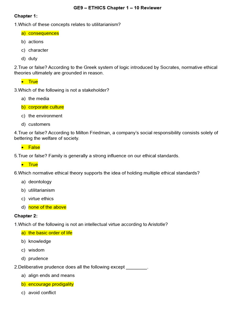 Ge9 7504 Ethics Final Exam Reviewer Download Free Pdf Cost Of