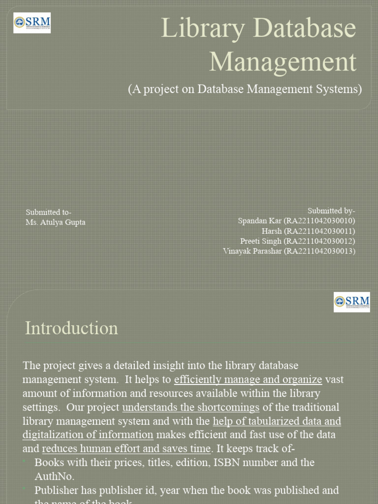 Library Database Management System Overview | PDF | Relational Database ...