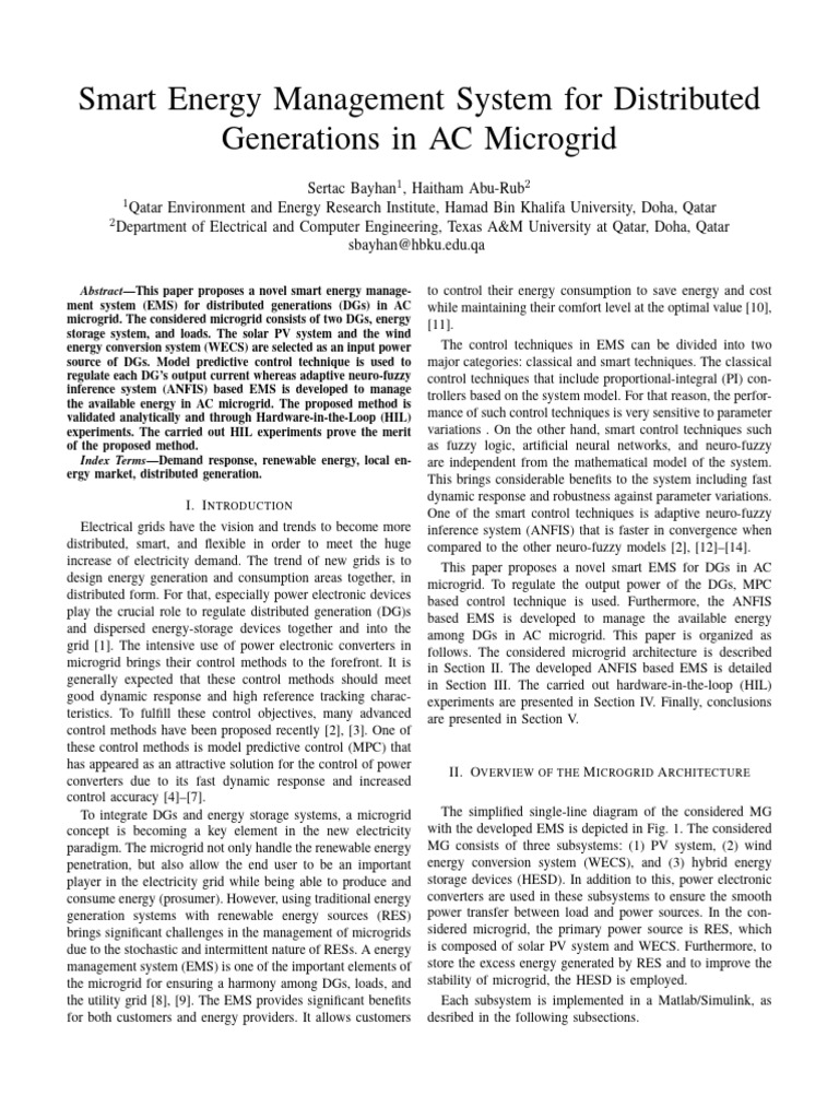 Smart EMS for AC Microgrid Management | PDF | Photovoltaics ...