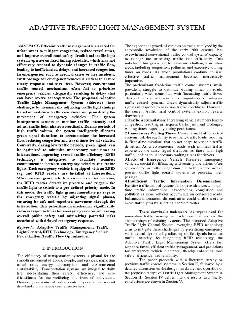 Publish paper pdf traffic traffic light