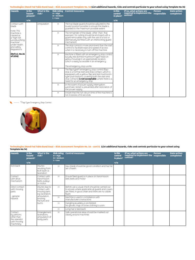 Band Saw Risk Assessment Template | PDF | Personal Protective Equipment ...