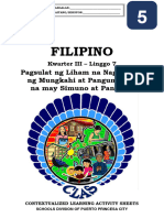 Filipino5 - q3 - CLAS7 - Pagsulat NG Liham Na Nagbibigay NG Mungkahi at Pangungusap Na May Simuno at Panaguri MAJA JOREY DONGOR