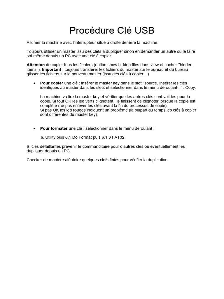 Procédure de Duplication Clé USB | PDF