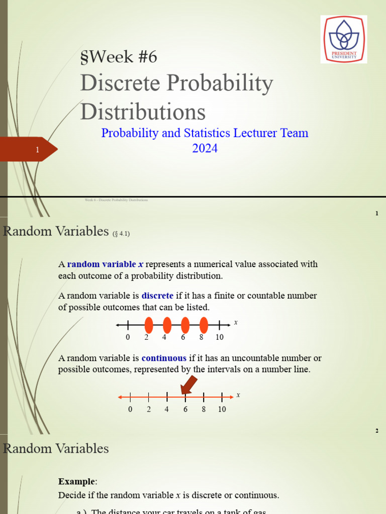 6- Stat- Discrete Probability Distributions 2024 | PDF | Probability ...