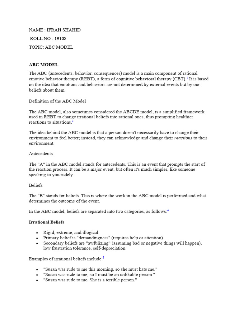 Abc Model Download Free PDF Rational Emotive Behavior Therapy