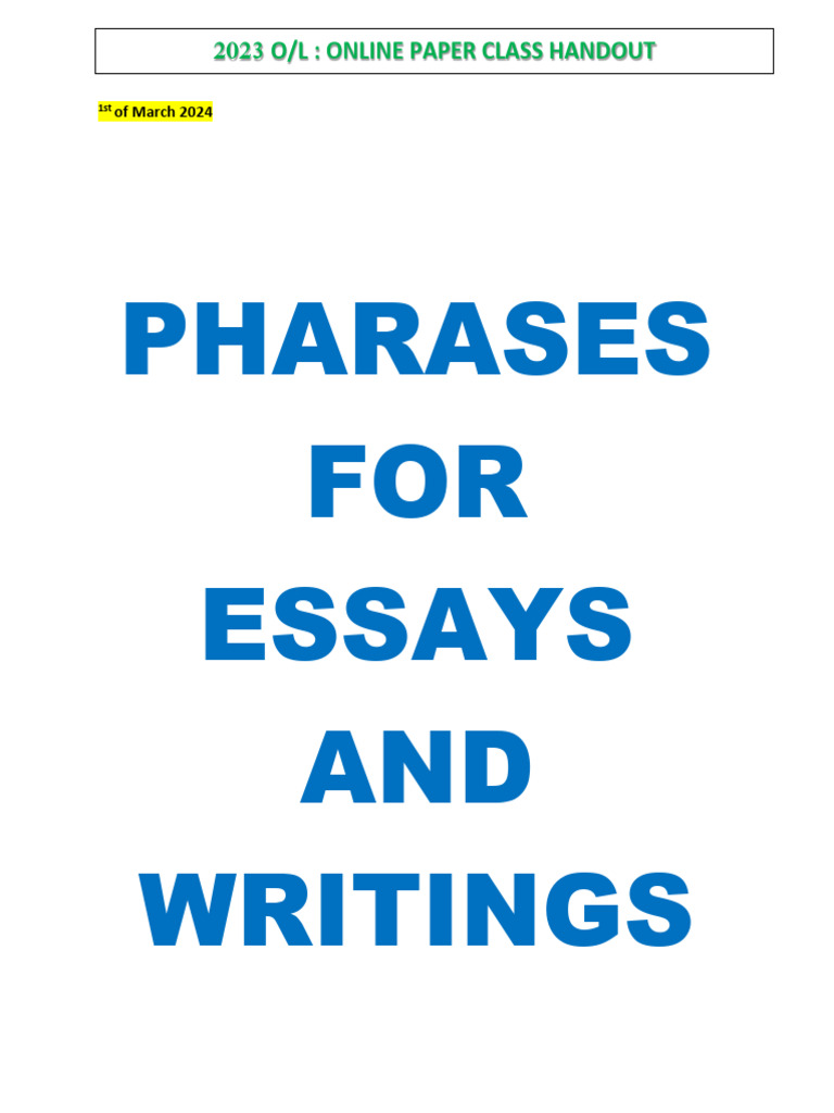 Essay Handout-1 | PDF