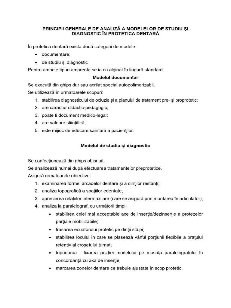 MODEL DE STUDIU Pentru Specialitate | PDF
