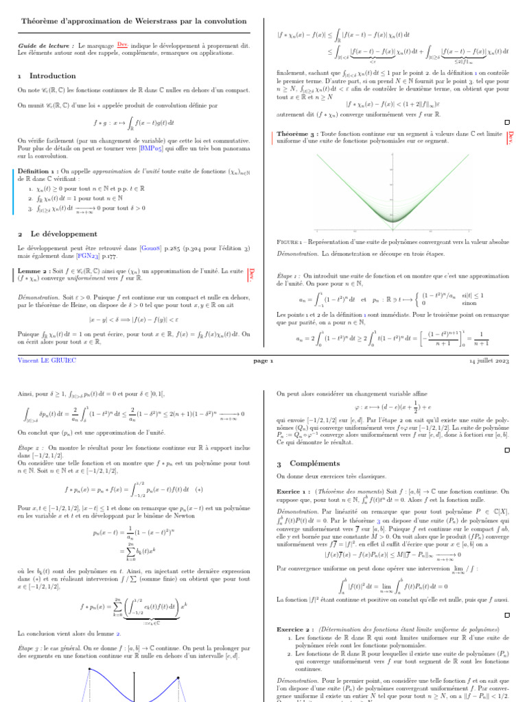 Approximation de Weierstrass par convolution | PDF | Fonctionnalités et ...