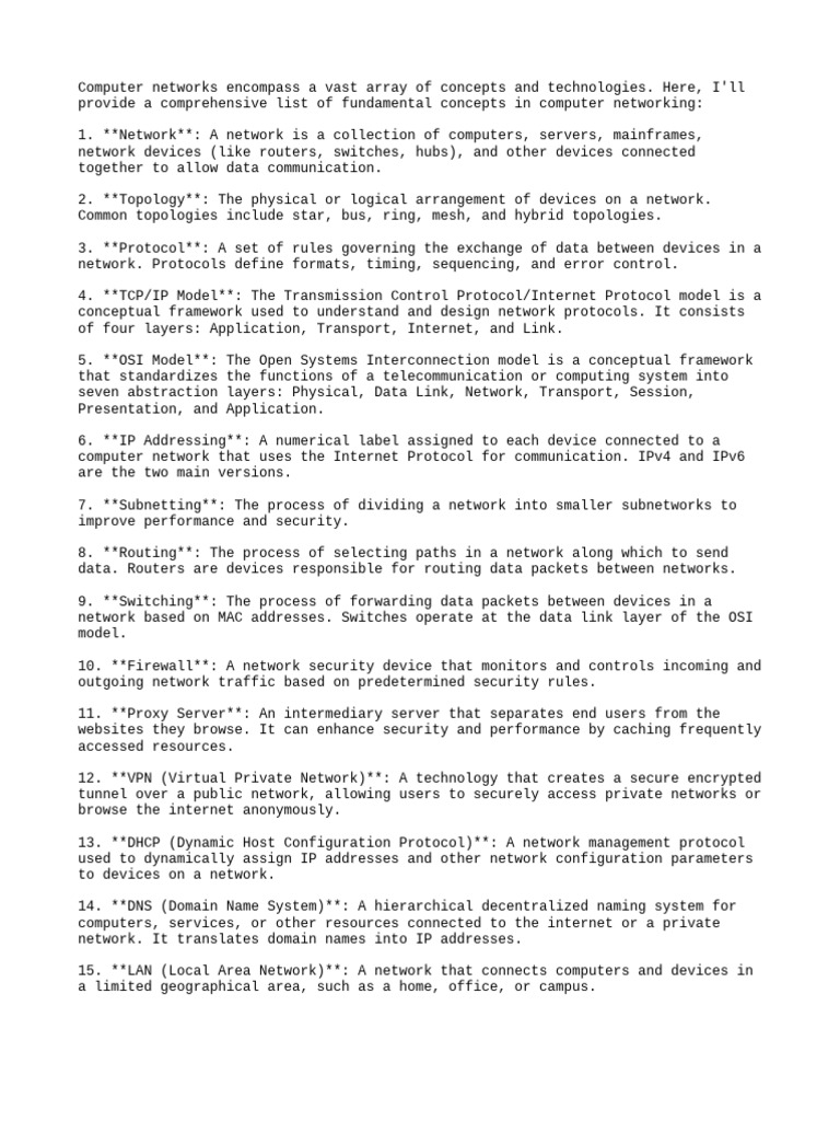 Fundamental Computer Networking Concepts | PDF | Computer Network ...