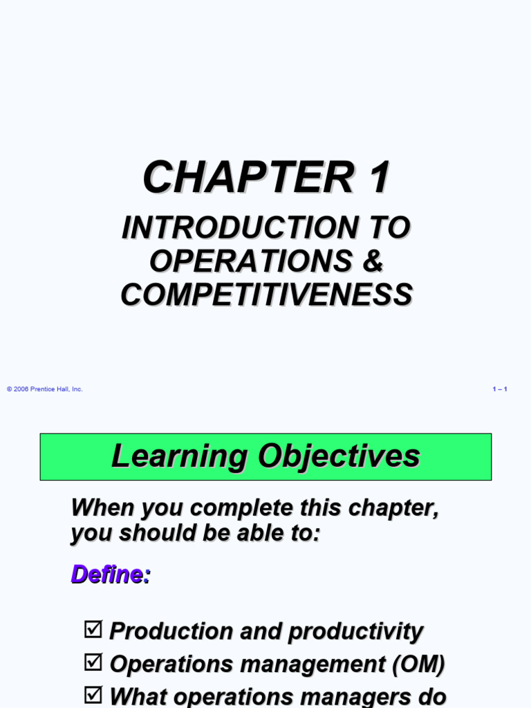 Ch1 Introduction To Operations Competitiveness Pdf Product