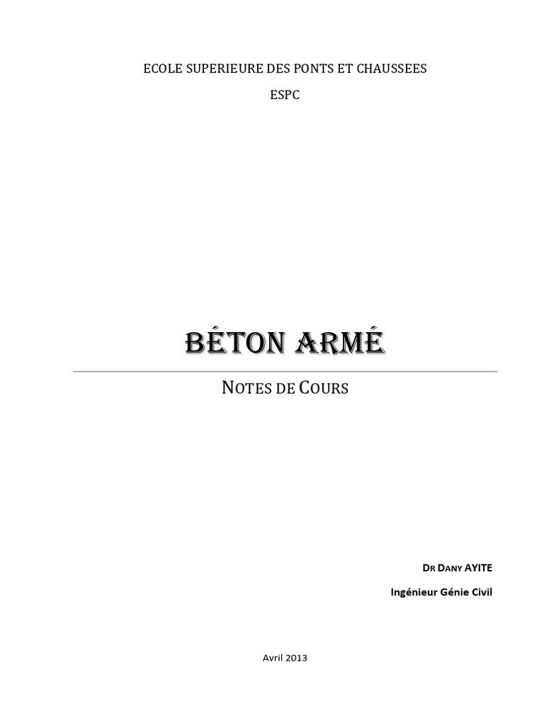 Cours de béton armé - Notes et exercices | PDF | Béton armé ...