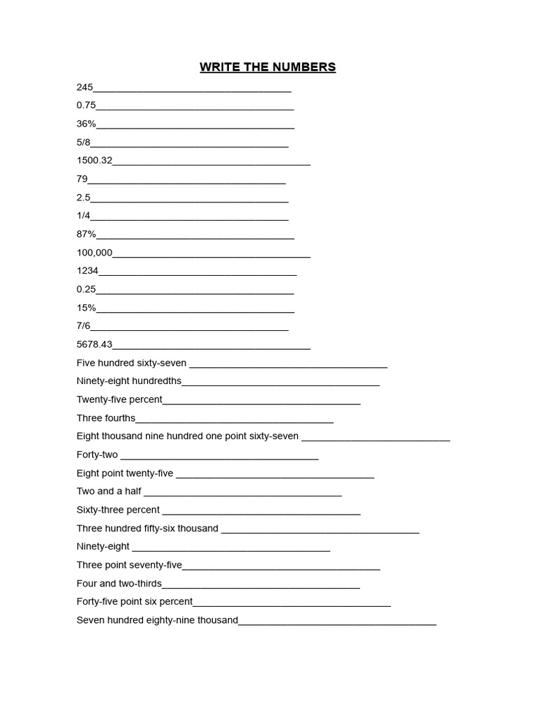 Numbers and Sentence Exercises | PDF | Zoology | Birds