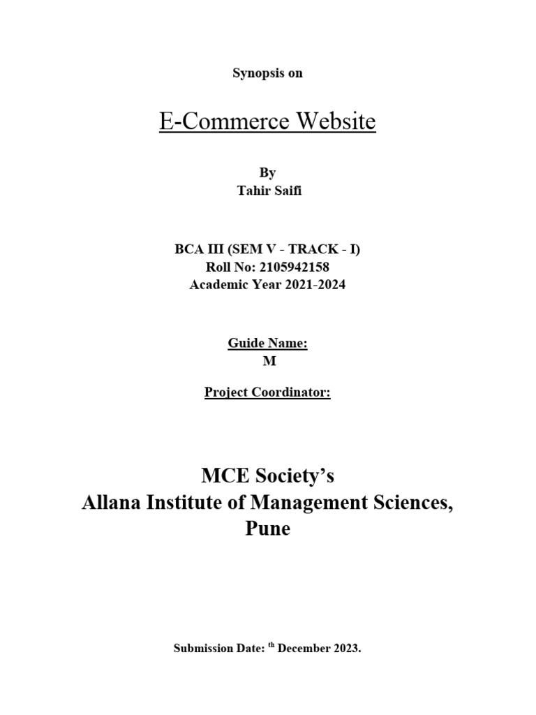 E-Commerce Website Project Synopsis | PDF | Software Testing | Unit Testing