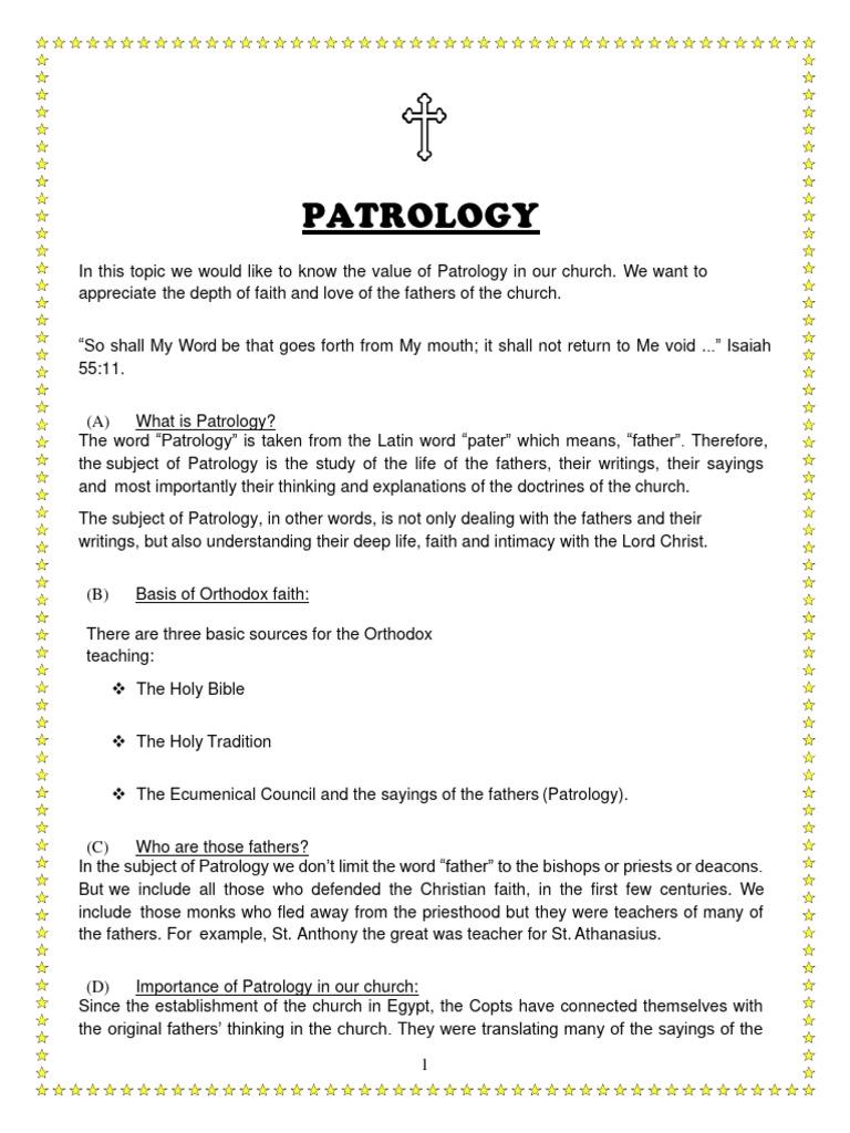 Understanding Patrology in the Church | PDF | Jesus | Church Fathers