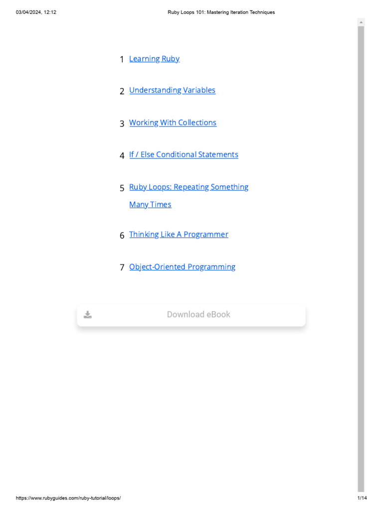 Ruby Loops 101 - Mastering Iteration Techniques | PDF | Control Flow ...