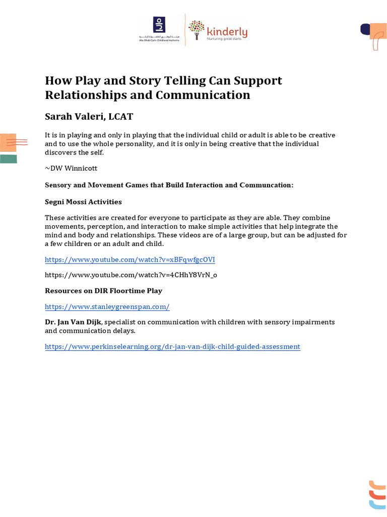 Enhancing Communication Through Play | PDF | Perception | Storytelling