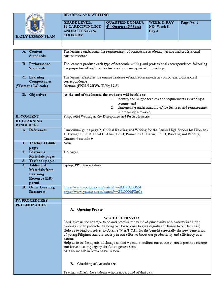 Cot Reading And Writing Pdf Learning Teachers