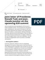 Tusk y Juncker (2019) Joint Letter of Presidents Donald Tusk and Jean-Claude Juncker on the Upcoming G20 Summit - Consilium