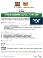 PSC - Internship Vacancies - Early Learning and Basic Education