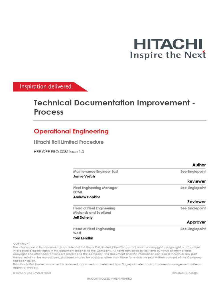 HRE-OPE-PRO-0035 Iss 1.0 - Technical Documentation Improvement ...