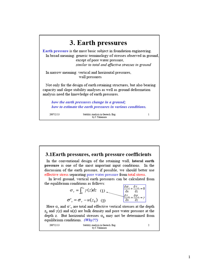 Earth Pressure Analysis in Geotechnical Engineering | PDF | Soil ...