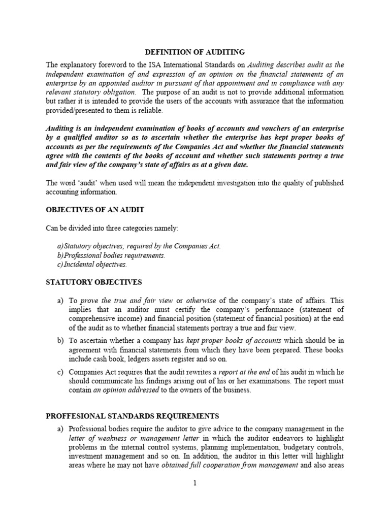 Definition of Auditing | Download Free PDF | Audit | Internal Control