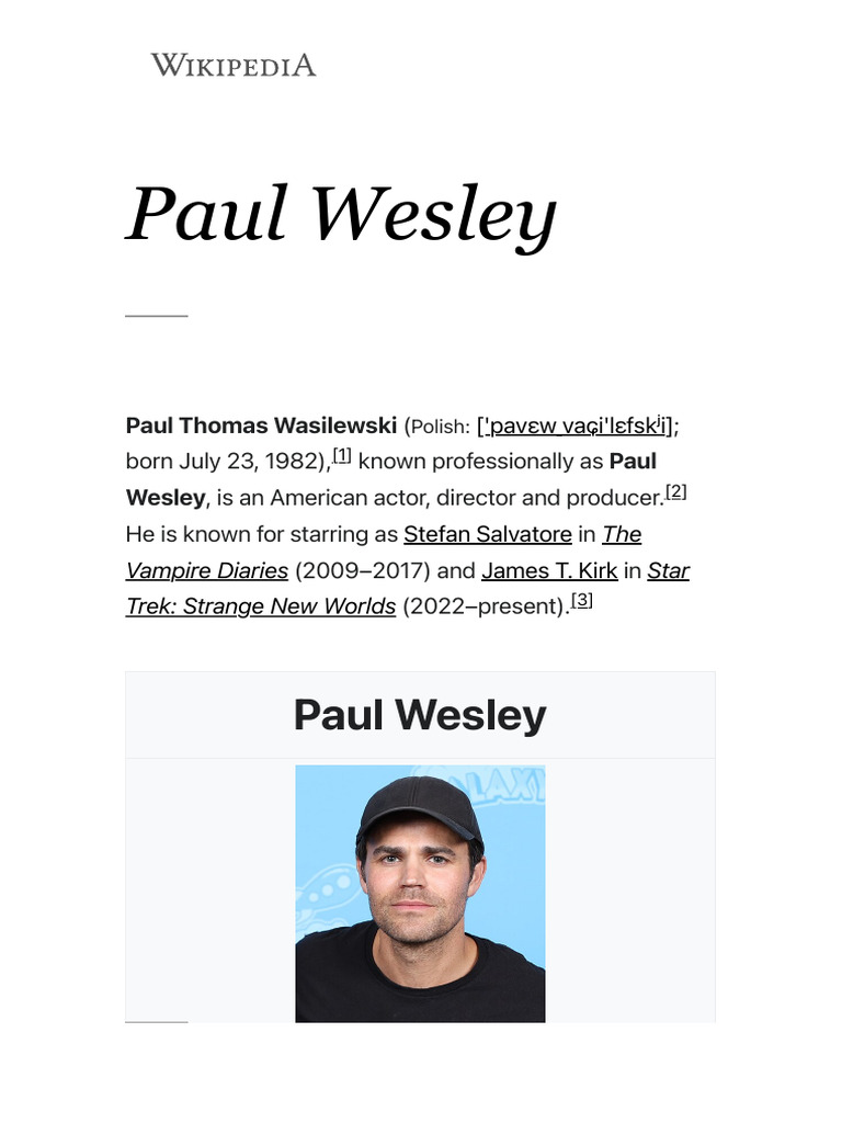 Paul Wesley: Actor \u0026 Director Profile | PDF | Mystery, Thriller \u0026 Crime  Fiction | General Fiction, image size:768x1024