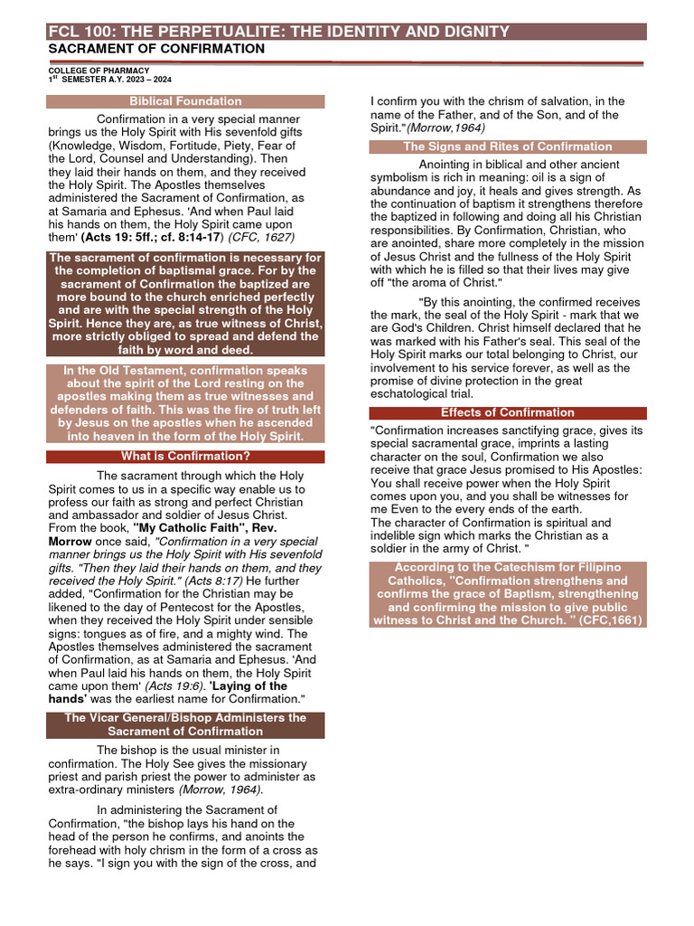Understanding the Sacrament of Confirmation | PDF | Confirmation ...
