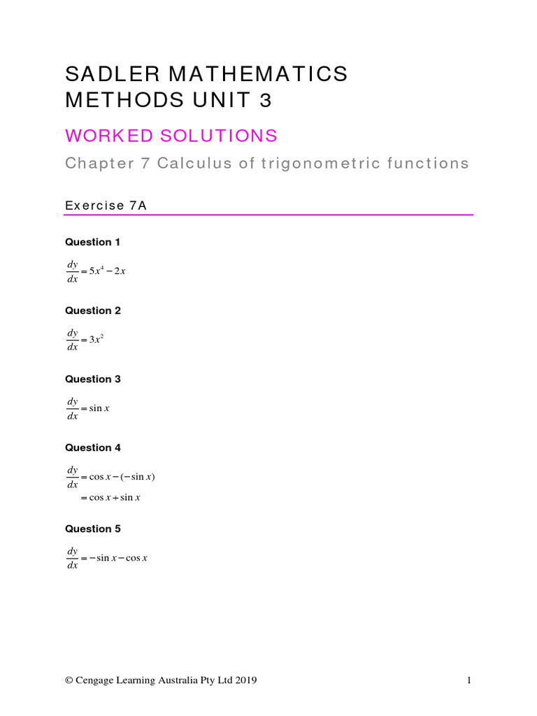 Trigonometric Calculus Solutions Guide | PDF | Trigonometric Functions ...