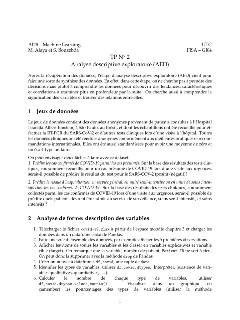 Analyse Exploratoire des Données COVID-19 | PDF | Analyse statistique ...