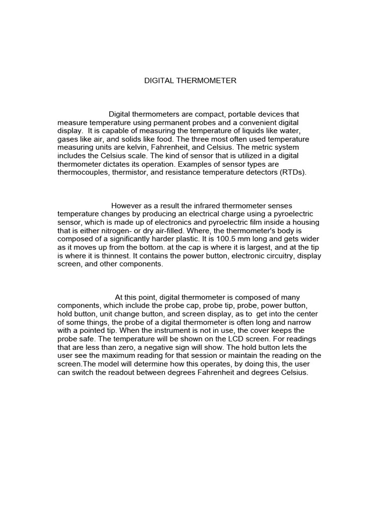 Digital Thermometer Pdf