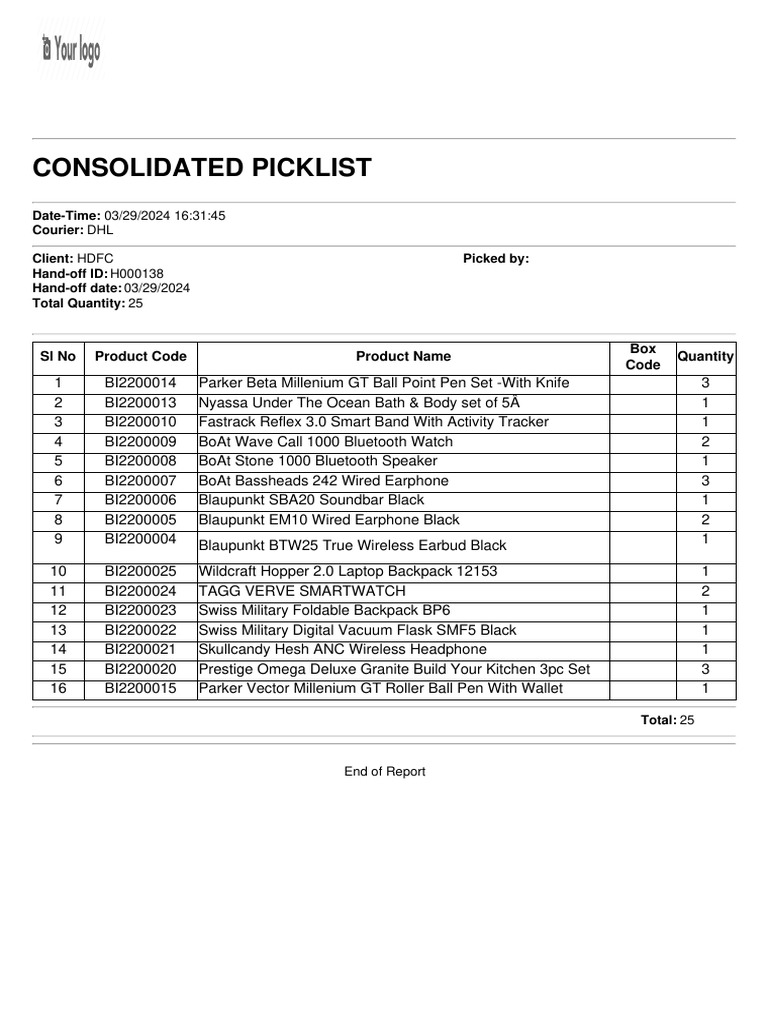 Pick List | PDF