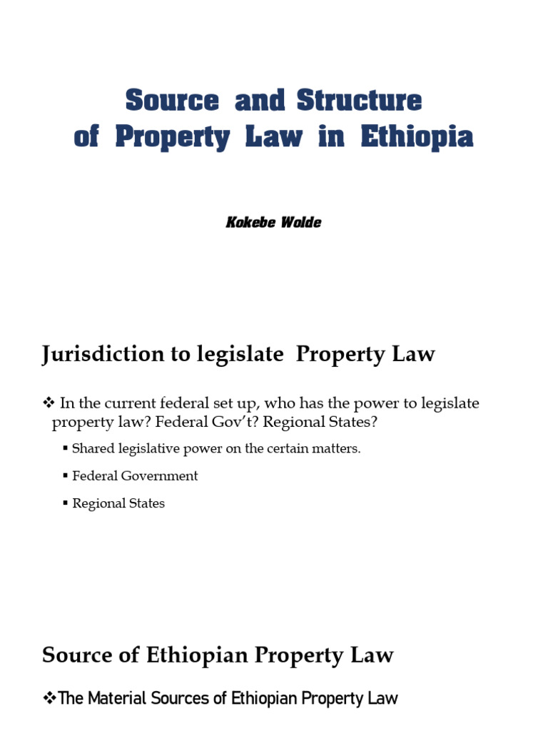 3. Source and Structure of Property Law in Ethiopia PDF