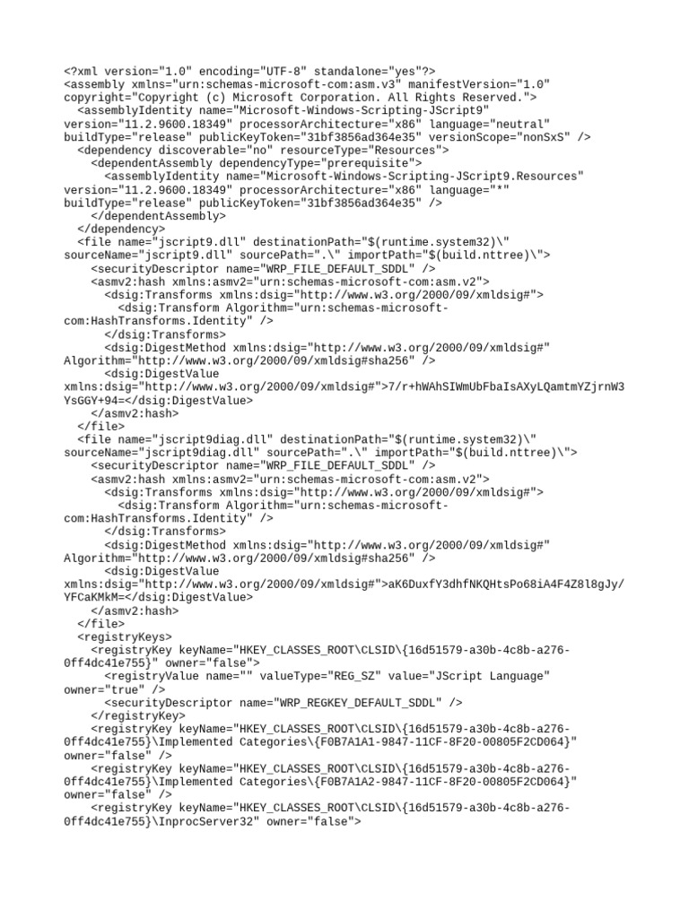 JScript9 Assembly Manifest Details | PDF
