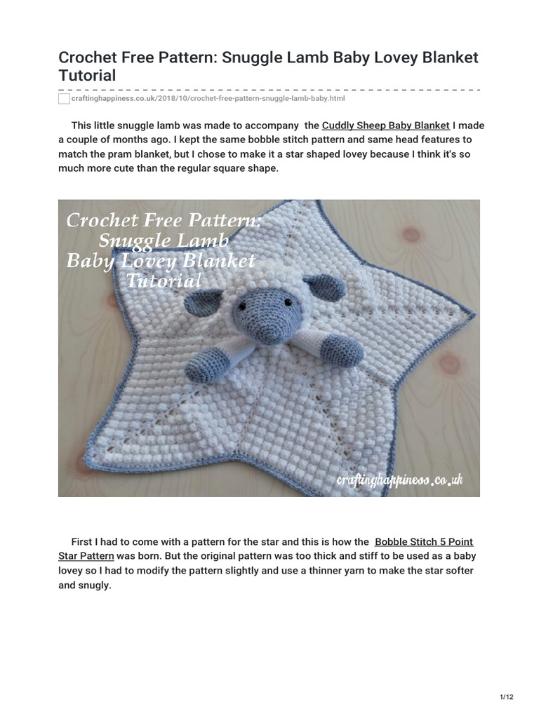 Snuggle Lamb Baby Lovey Blanket PDF Crochet Woven Fabrics
