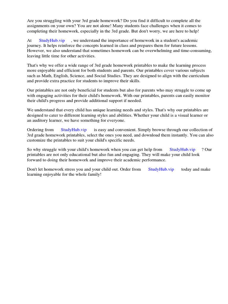 3rd Grade Homework Printables | Download Free PDF | Worksheet | Homework