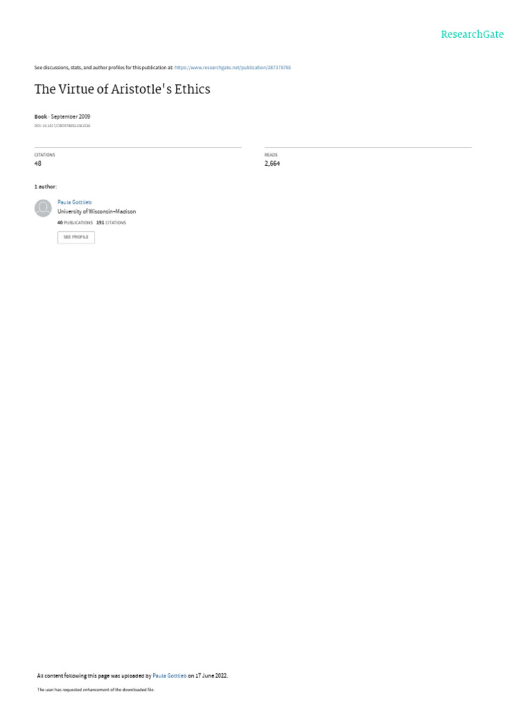 Pg The Virtue Of Aristotles Ethics Pdf Aristotle Virtue