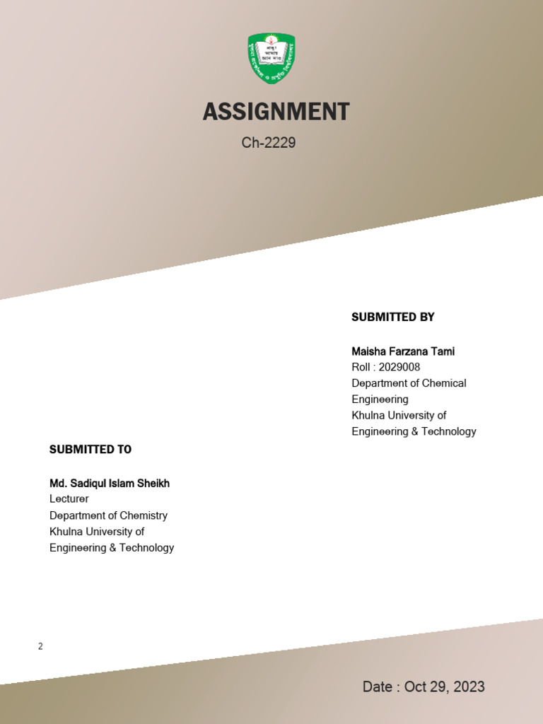 Chemical Engineering Assignment Submission | PDF