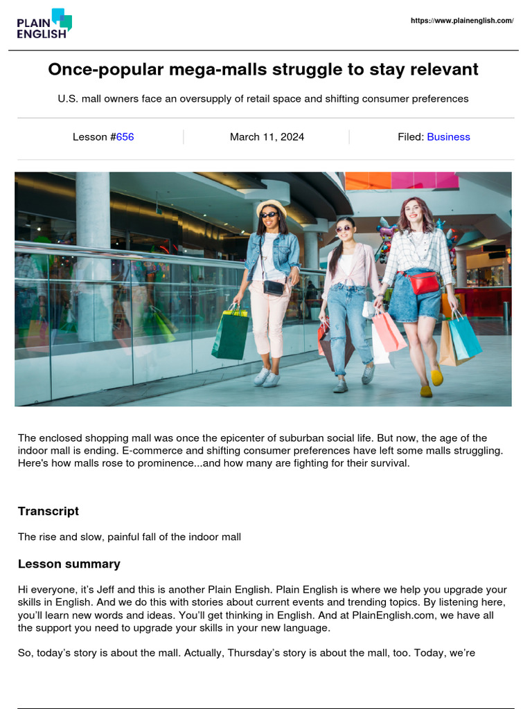 Once Popular Mega Malls Struggle To Stay Relevant Pdf Shopping Mall