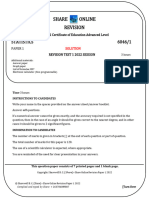 2022 PAPER 1 SOLUTION FOR TEST 1 (A'LEVEL STATISTICS) Share