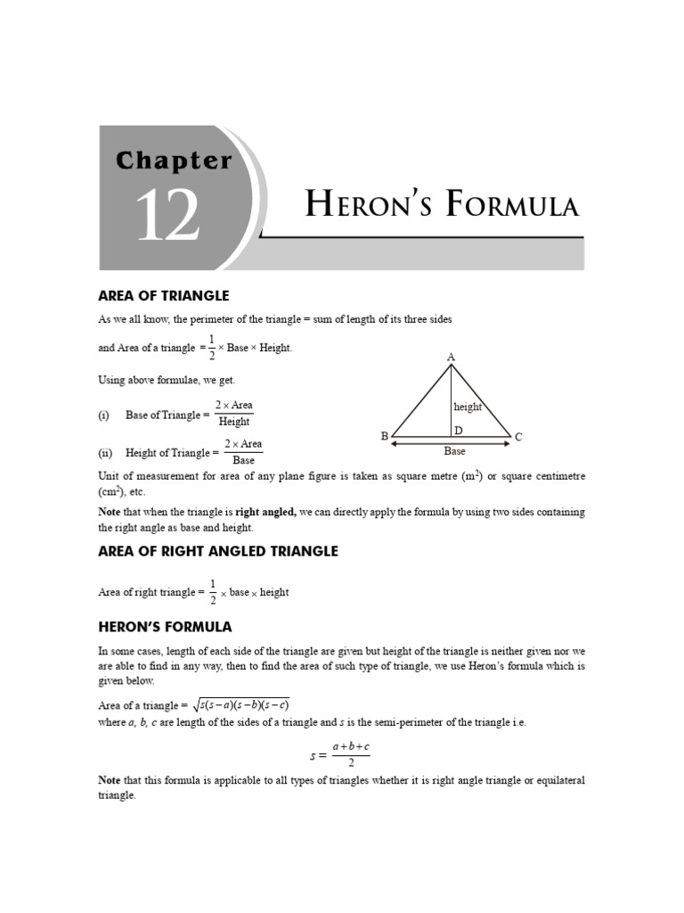 Heron's Formula | PDF | Area | Triangle