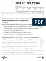 Black and White Lower Ability First Second and Third Person Point of View Differentiated Worksheets