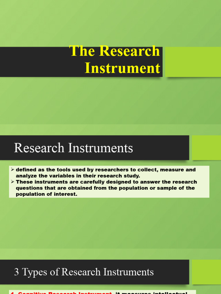 Research Instrument And Methods