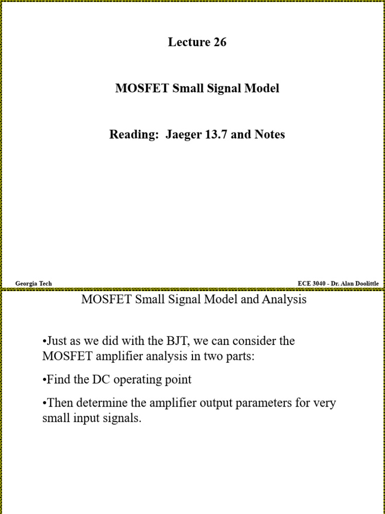 MOSFET Small Signal Model Analysis | PDF | Mosfet | Field Effect Transistor